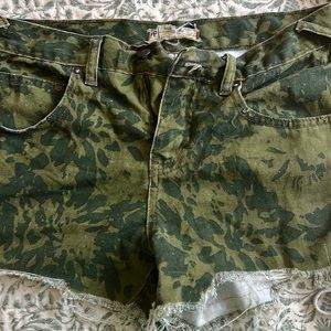Free People High Waist Camo Shorts